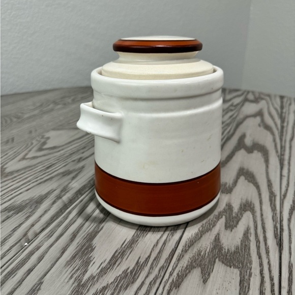 Vintage MCM California Pottery Canister/Cookie Jar/Orange & Brown Retro Jar - Picture 3 of 7